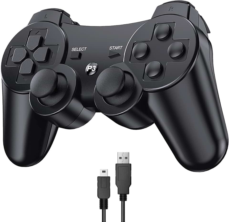 Diswoe Manette Sans Fil pour PS3 - Bluetooth avec Câble de Chargement USB et Double Vibration