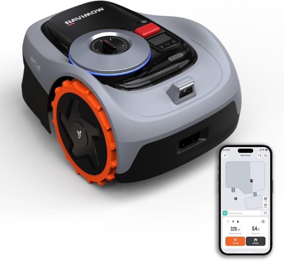 Segway Navimow i105E Robot Tondeuse sans Fil périphérique, Recommandé 500 m², Max. 600 m², RTK+Vision Tondeuse Robot Gazon, IA cartographie Automatique, Limite virtuelle, Gestion multizone Certifié ClimatePartner