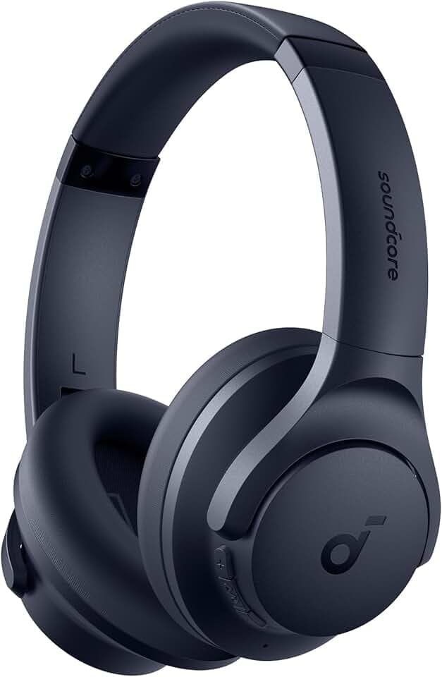 Soundcore par Anker Q20i Casque Bluetooth sans Fil | Casque réduction de bruit over-ear, jusqu'à 40 h d'autonomie en mode ANC, audio Hi-Res, basses profondes, application (Bleu) TCO Certified