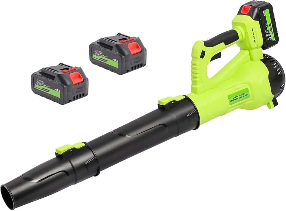 Souffleur de Feuilles sans Fil Nexalite 21V, 2x4Ah, 172 km/h, 6 Vitesses | 172 km/h + moteur 280W; 2 batteries 4Ah (30–40 min); 1,3 kg; 2 buses; jardin, allées, garage, voiture