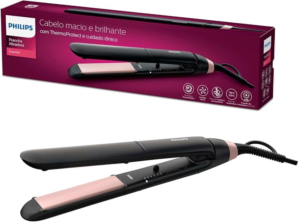 Philips Lisseur ThermoProtect StraightCare Essential Noir, 23.4 x 18.6 x 7.2 cm (Modèle BHS378/00)