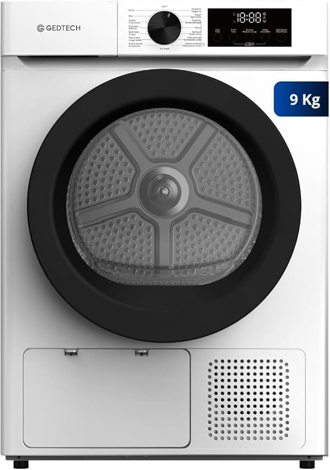 GEDTECH Sèche-linge pompe à chaleur SL9HPE - 9 Kg - L60cm - 16 programmes - Départ différé - Grande capacité