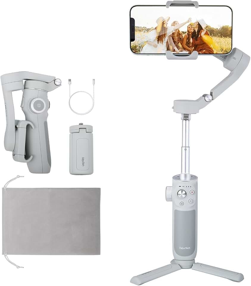 FeiyuTech Vimble 4 Stabilisateur Smartphone,Suivi 4.0 AI,Stabilisateur iPhone Pliable à 3 Axes pour VLOG,Reels,Youtube&TikTok,Live Stream,Compatible iPhone/Android,Barre d'extension Intégrée