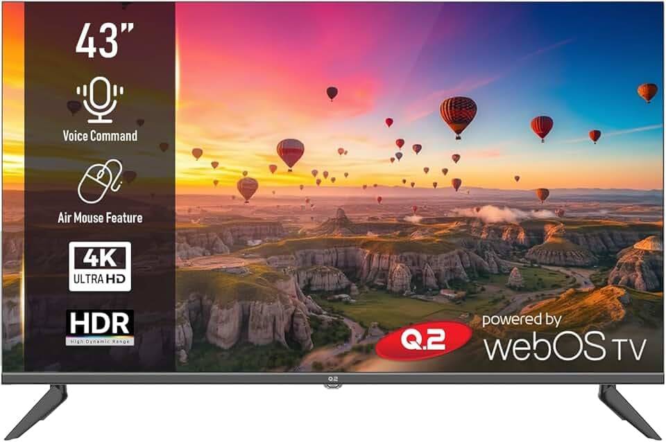 Q.2 Téléviseur Intelligent 43" 4K UHD LED – Smart TV avec webOS, HDR, Wi-FI, Bluetooth.