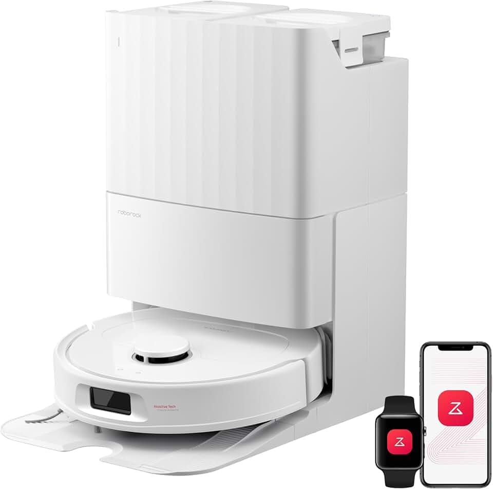 roborock Qrevo S Pro Robot Aspirateur Laveur, 18 500 Pa, 45 °C Séchage à l’air Chaud, 75 °C Autonettoyant à Haute Température, Évitement d'obstacles et Navigation Intelligente, Anti-enchevêtrements