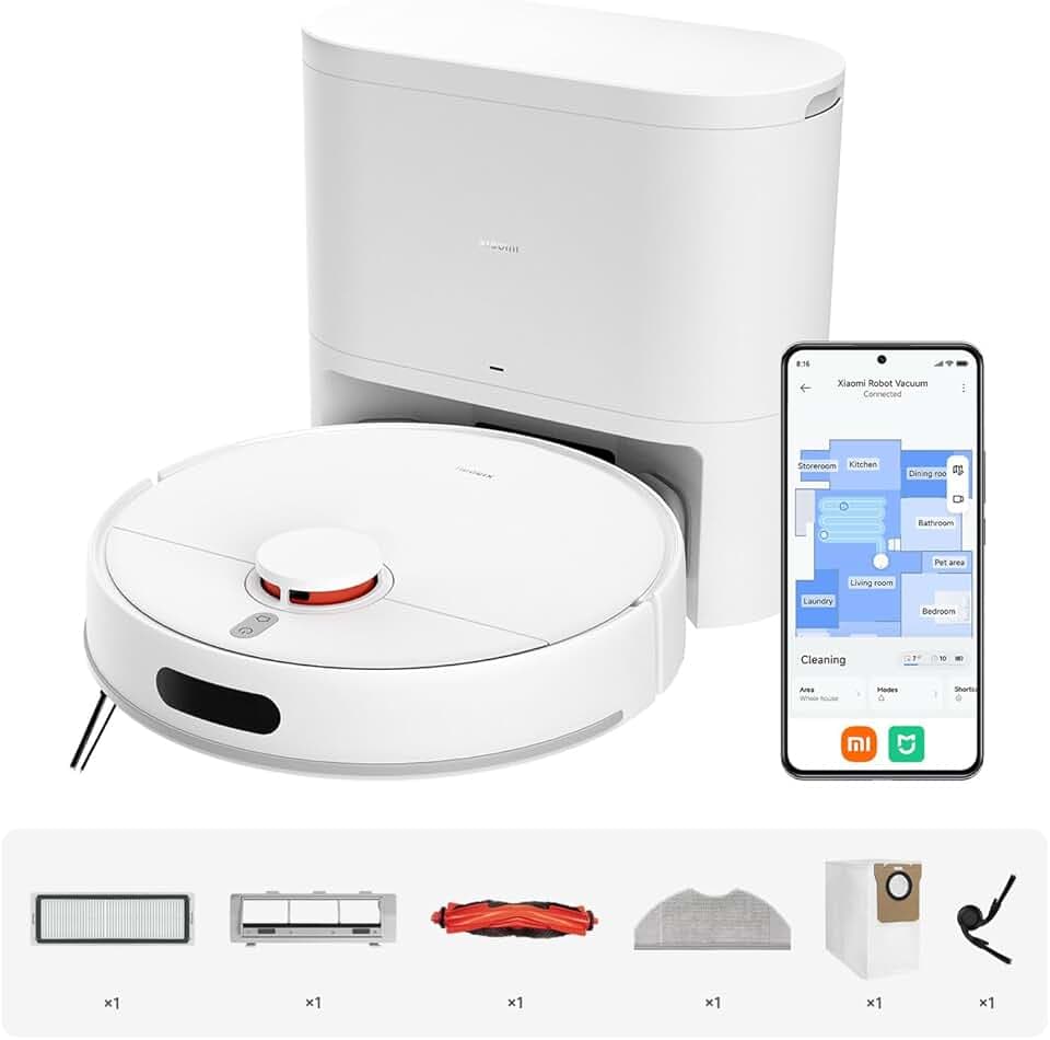 XIAOMI Robot Vacuum H40 : Aspiration 10 000 Pa, Navigation LDS, cartographie Intelligente, Brosse Anti-enchevêtrement, vidage Auto, 180 Min d’autonomie, appli Home, contrôle Vocal.