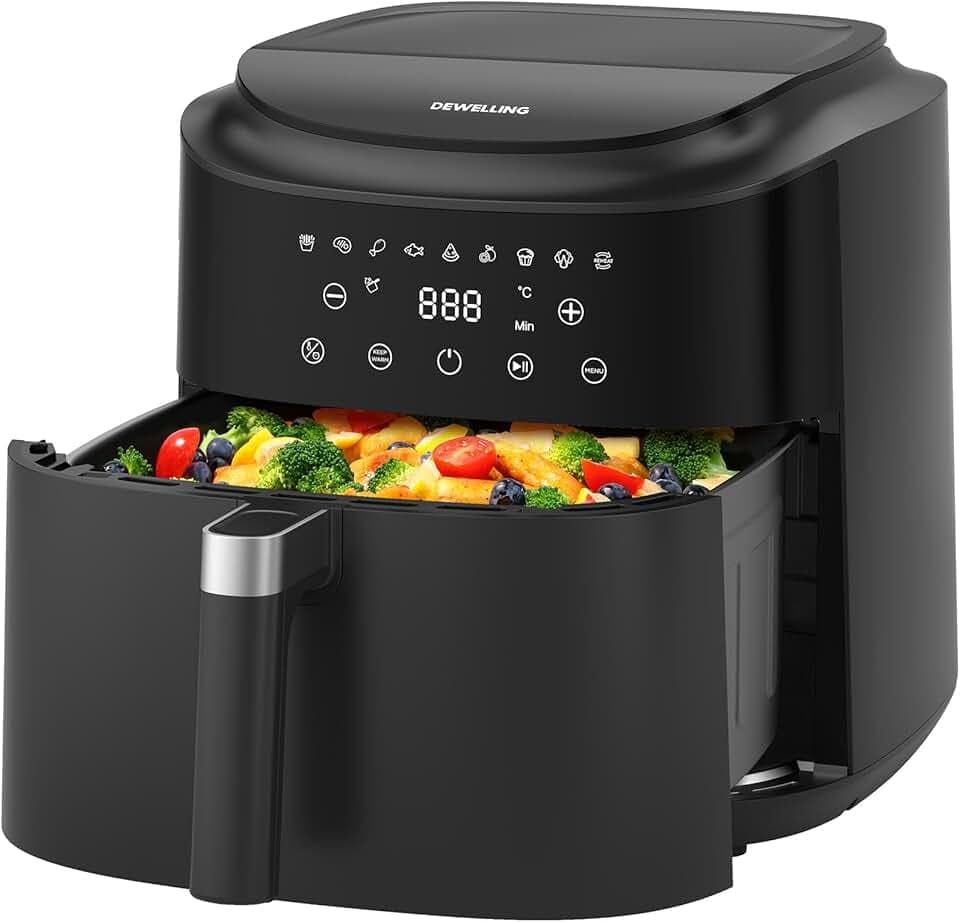 Air Fryer XXL 9L – 2350W Friteuse à air pour une cuisson rapide, 9 programmes, écran LED et fonction maintien au chaud, friteuse sans huile moderne pour repas familiaux