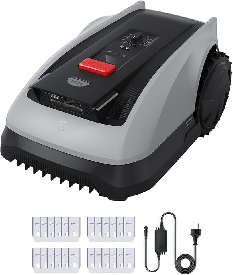 ECOVACS Robot Tondeuse sans Fil, 600 M², Navigation RTK+Vision, Robot Tondeuse, Évitement des Obstacles par IA, Contrôle par Application, Passe sur Zones Étroites de 0,7 Mètre (O600 RTK Care Kit)