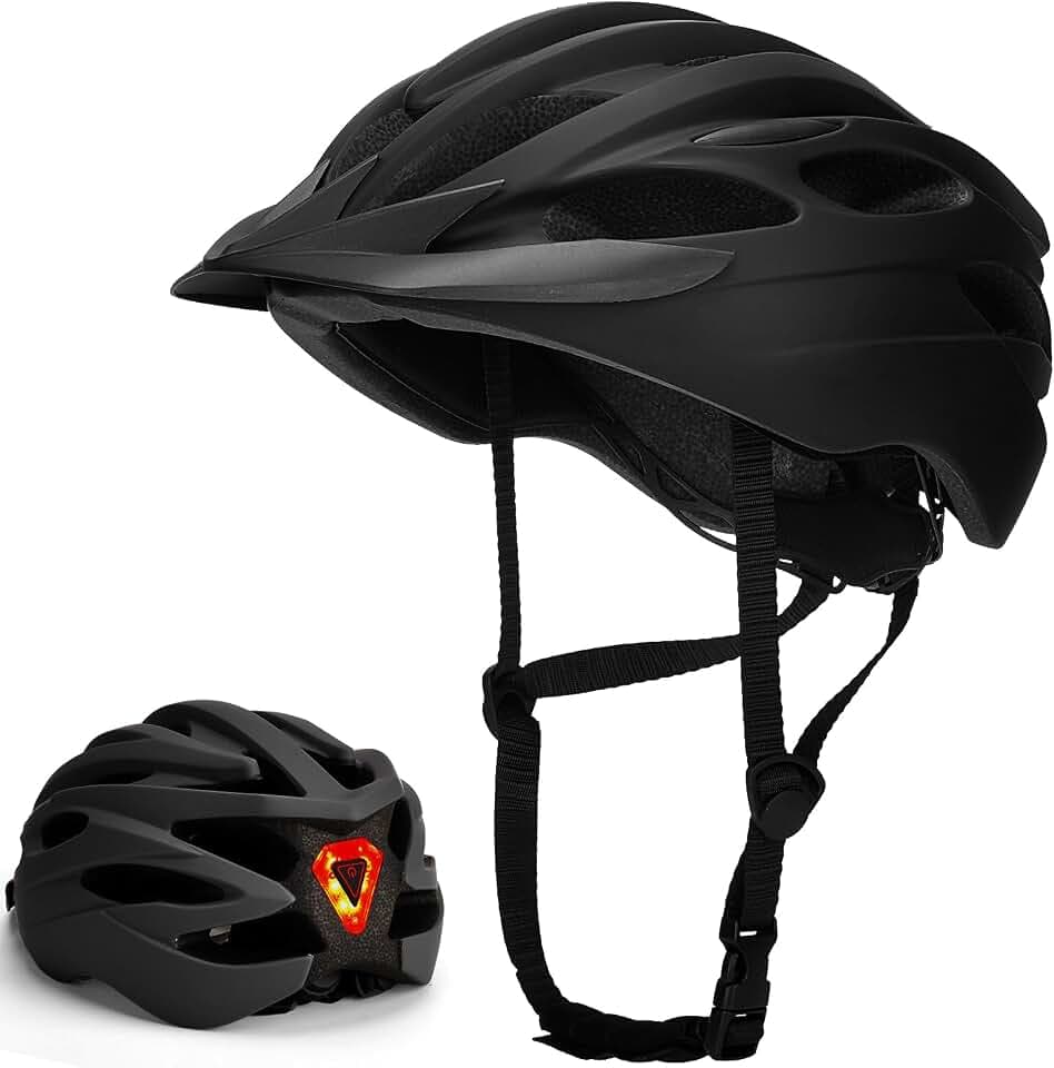 Casque Vélo Léger Respirant LED AR 57-61 VTT/Route | Léger (260g), 21 évents, LED 3 modes, visière amovible, VTT/Route.