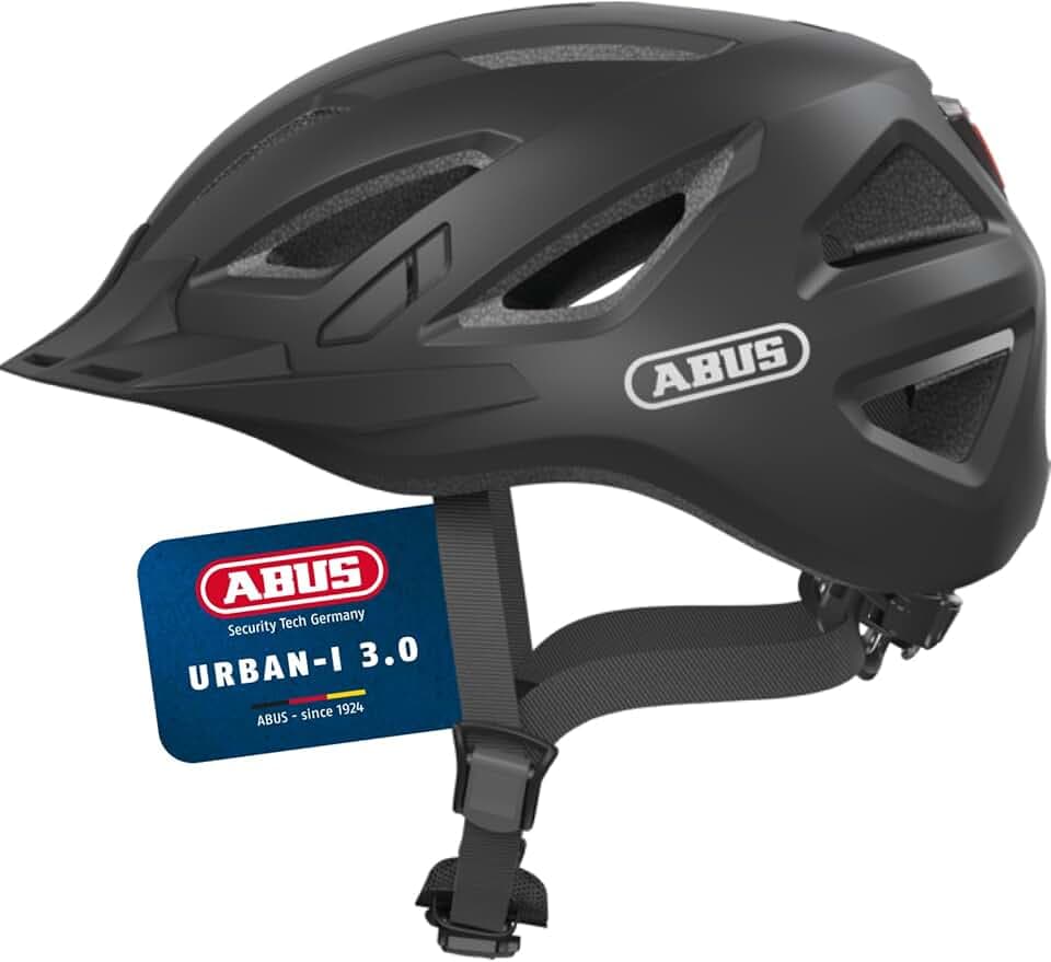 ABUS Stadtthelm Urban-I 3.0 - Casque de vélo avec feu arrière, visière et fermeture magnétique - pour femmes et hommes
