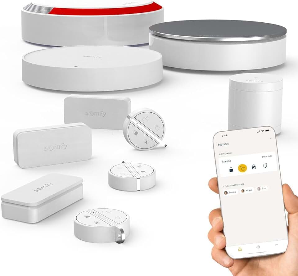 Somfy 1875281 - Home Alarm Essential Plus, Alarme Maison connectée WiFi, Détection Avant Intrusion, Compatible avec Alexa, Google Assistant et Tahoma, Système évolutif, Télésurveillance optionnelle