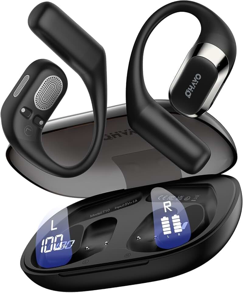 OHAYO Ecouteurs Sport, Écouteur sans Fil Sport avec 4 ENC Mic, Écouteur Bluetooth 5.4, IPX7 Étanche Oreillette Bluetooth Running, Faire du vélo, 40H d'autonomie, Basses Profondes, USB-C Charge Rapide Global Recycled Standard