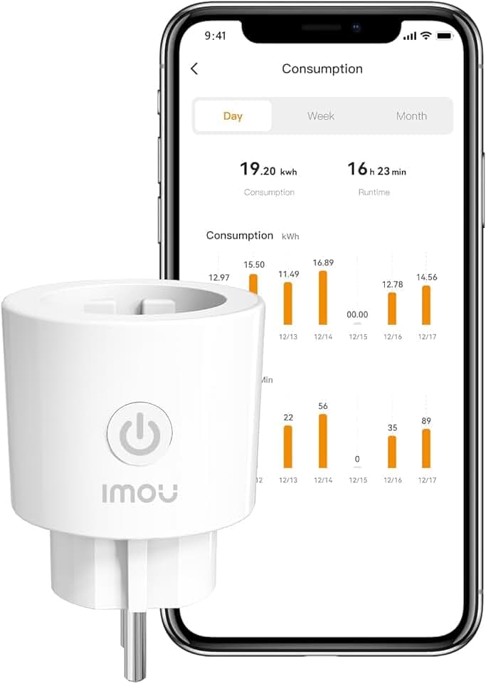 IMOU CE2P Smart Plug, Prise WiFi 16A avec Surveillance d'Énergie, Moniteur de Consommation Électrique, Certifié MATTER, Contrôle à Distance par Application, Compatible avec Alexa & Google