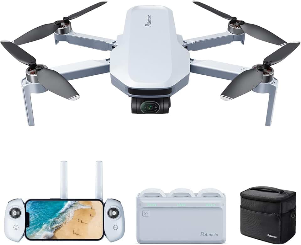 Potensic ATOM Combo GPS Drone Caméra 4K avec Gimbal à 3 Axes, Moins de 249g | 3 Batteries et Hub de Charge, Temps de Vol 96 Min, Transm. Vidéo 6KM, QuickShots, Suivi Visuel, Sac de Transport, C0