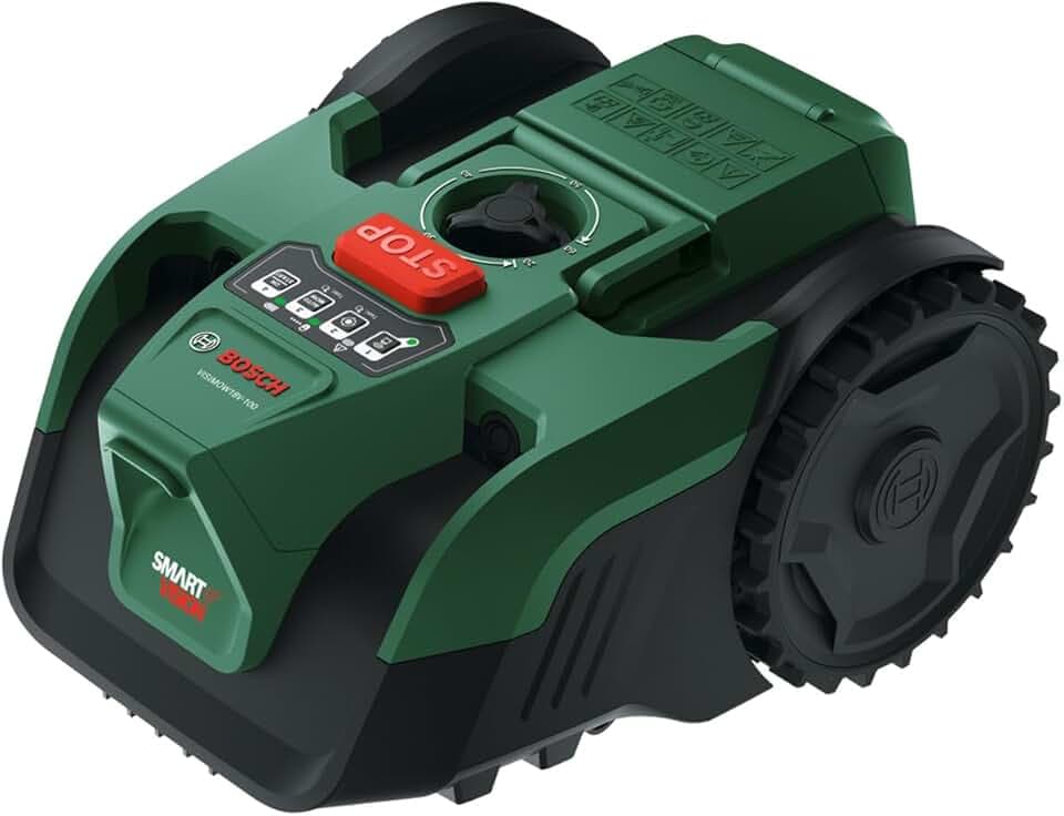 Bosch Tondeuse Robot sans-Fil VISIMOW18V-100 (pour pelouses Jusqu’à 100 m², Largeur de Coupe: 16 cm, Hauteur de Coupe: 20-60 mm, sans Batterie)