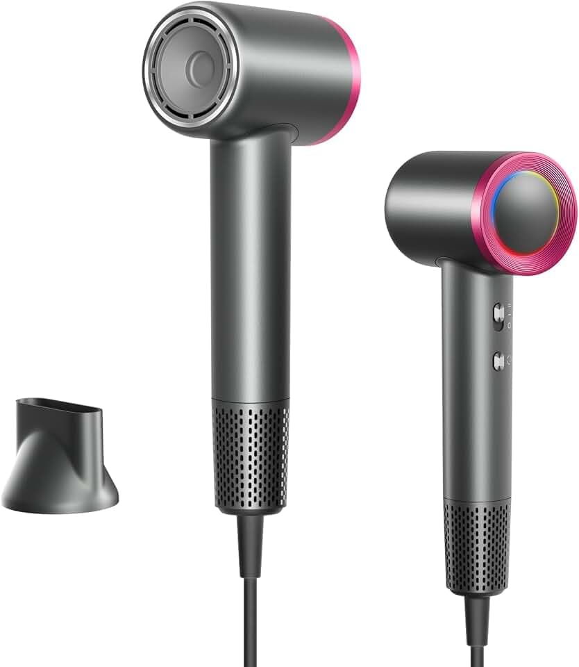 Sèche-Cheveux Ionique 110000 tr/min, 4 Températures 2 Vitesses | Boîtier thermorésistant, séchage ultra-rapide 2min, 300M ions anti-frisottis, 50dB silencieux