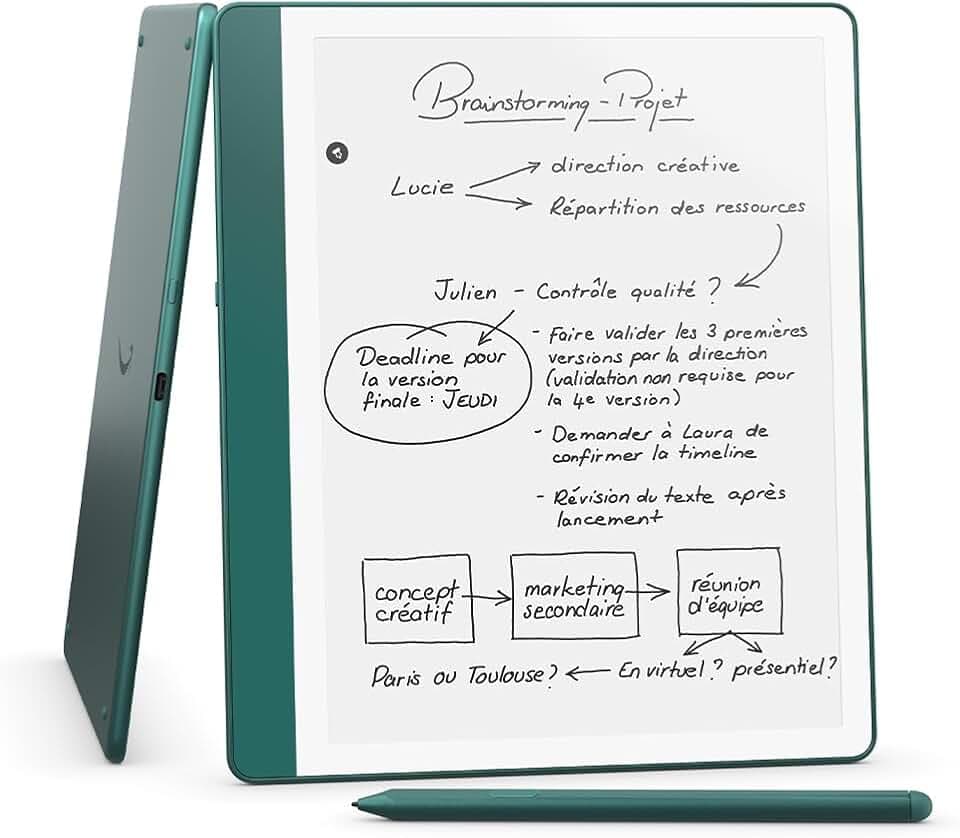 Amazon Kindle Scribe (64 Go) | Écran repensé avec bordures uniformes | Écriture dans les livres et documents |Stylet premium inclus | Vert métallisé