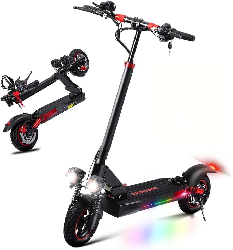 Trottinette Électrique Adulte 800W, Autonomie 40-45KM Batterie 48V 15Ah Trotinette Electrique Pliante Portable, Roues 10" Tout Terrain Double Suspension Frein à Disque Double Escooter