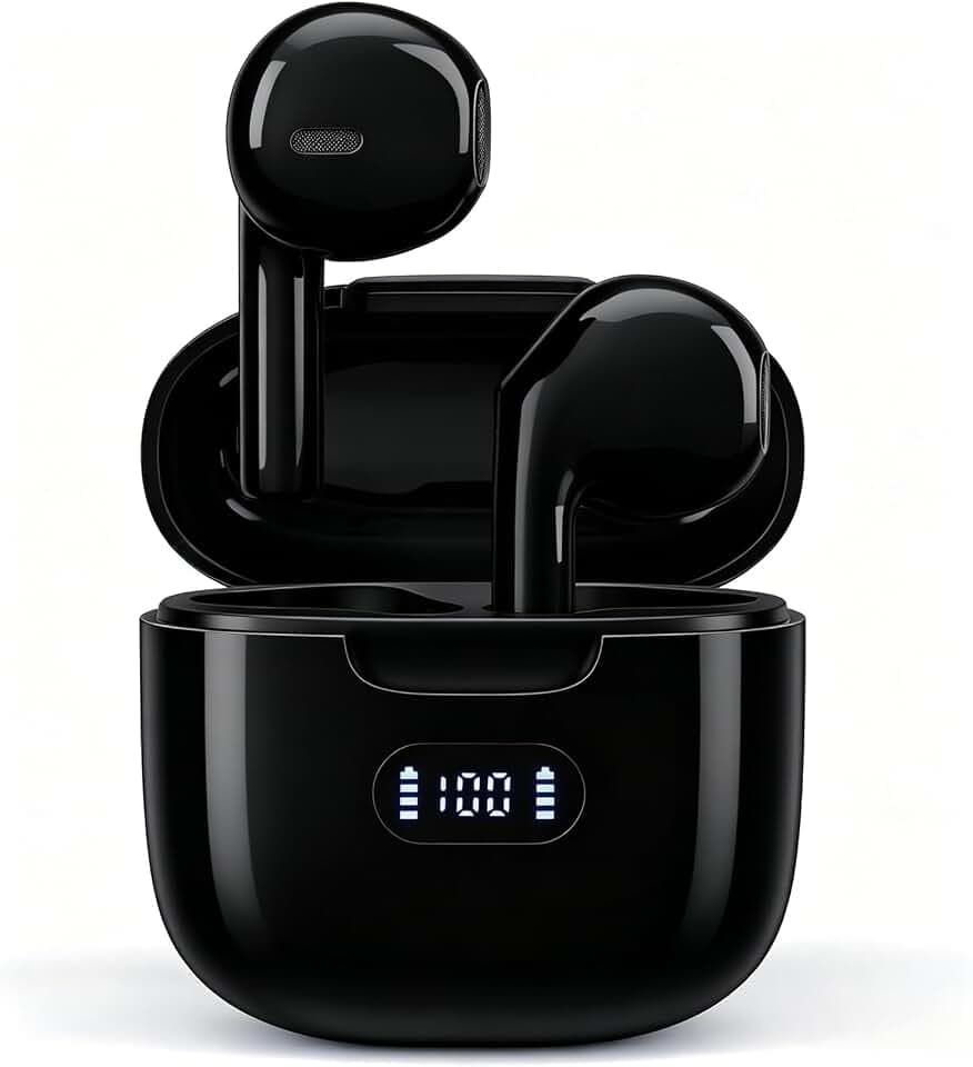 Écouteurs Bluetooth 5.3, Écouteur sans Fil avec 4 ENC Mic Casque Bluetooth Hi-FI Stéréo, 50 Heures Durée de Lecture, IP7 Etanche, Écran LED, Contrôle Tactile for iOS Samsung Xiaomi Oppo Android