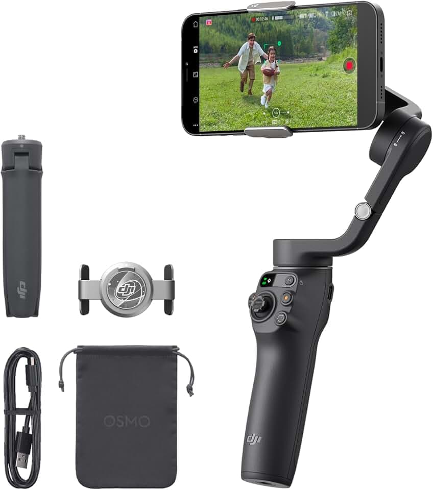 DJI Osmo Mobile 6, Stabilisateur nacelle, barre d'extension intégrée | Nacelle 3 axes, portable et pliable, nacelle Android et iPhone avec ShotGuides, stabilisateur vlogging, YouTube, Gris Ardoise