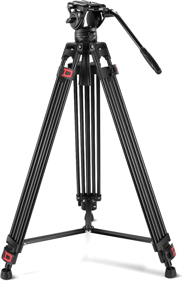 NEEWER 74" Trépied Vidéo avec Rotule Fluide, Plateau QR, Aluminium, TP74 | Trépied Appareil Photo Robustes, Professionnel pour Appareils Photo DSLR Caméscopes, Charge Max 17.6lb/8kg