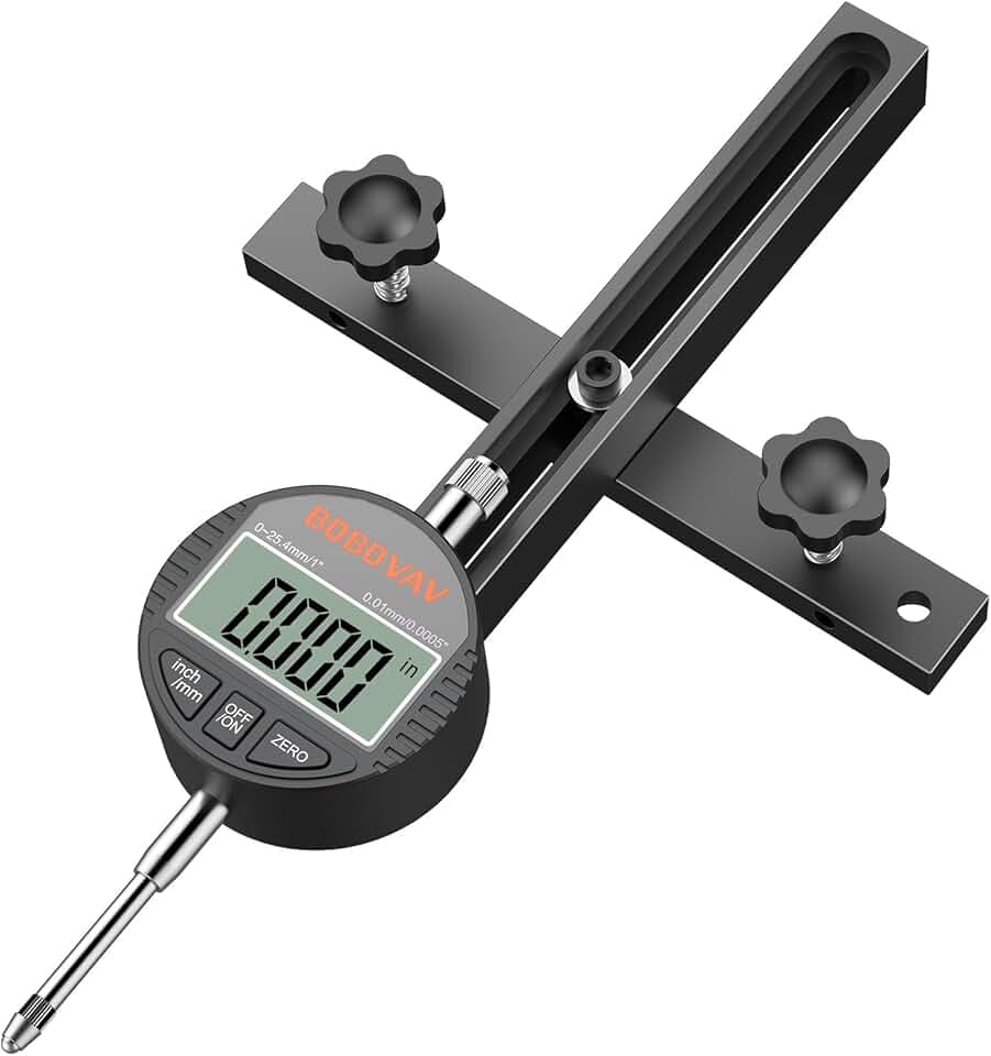 Comparateur Numérique pour Scie à Table 0-25.4 mm,Précision 0.01mm | Glissière Passante Réglable,Rail en Aluminium Usiné CNC,Pour Fentes de Scie≥3/4″(19mm),Pour Laboratoire,Atelier,Imprimante 3D