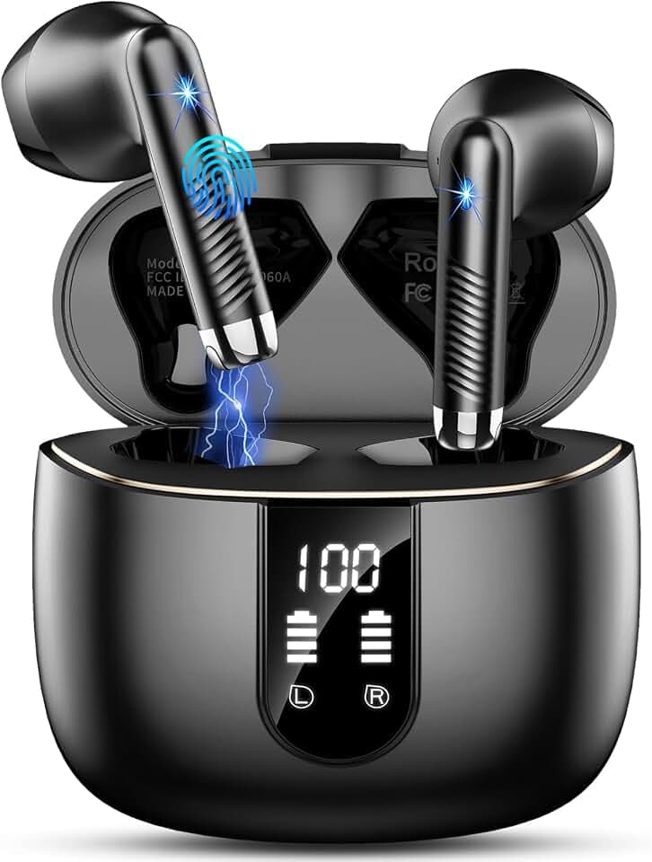 Drsaec 2026 Ecouteurs Bluetooth 5.4 sans Fil 56H [Batterie renforcée] | 4 ENC Reduction Bruit Oreillette Bluetooth, Stereo, Écran LED, USB-C, IP7 Etanche, iOS Android