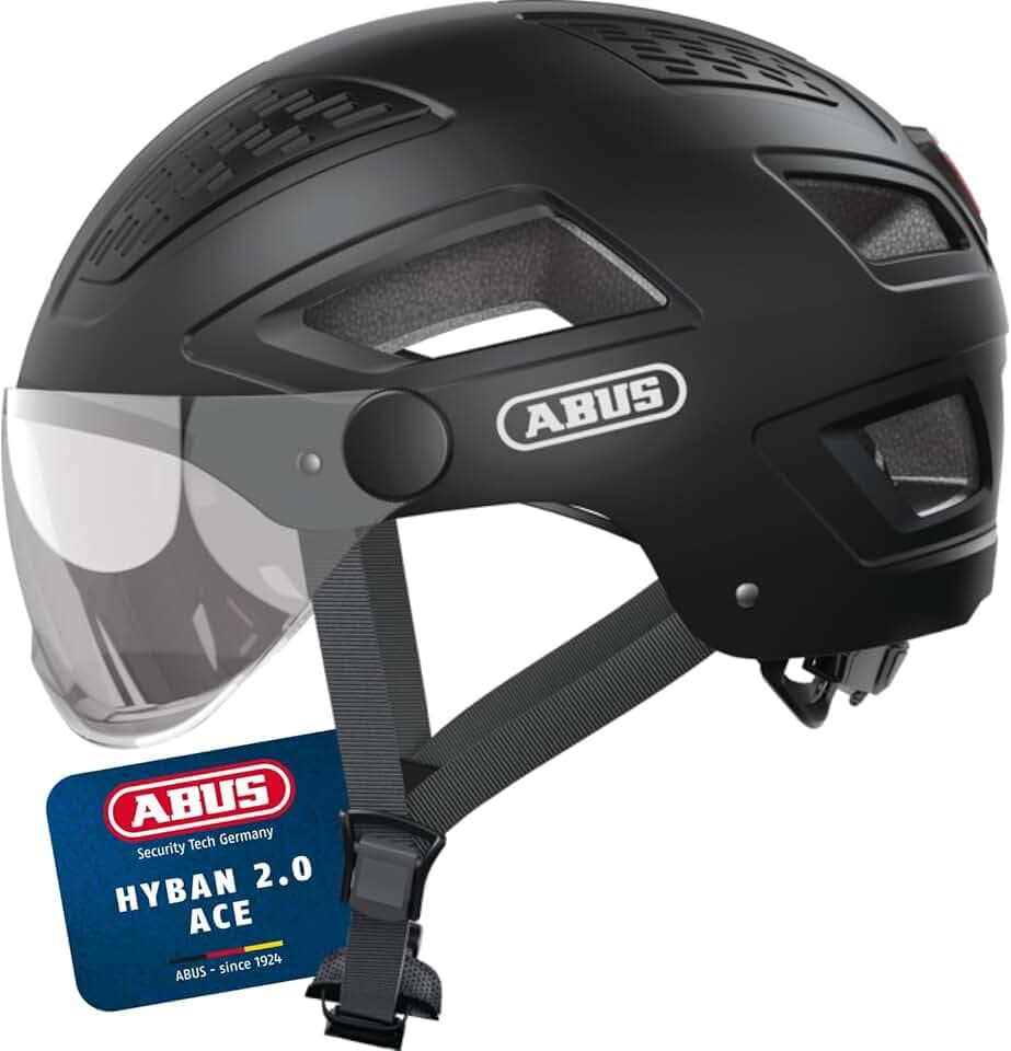 ABUS Casque de ville Hyban 2.0 ACE - Casque de vélo avec visière, lumière et coque dure ABS - pour femmes et hommes