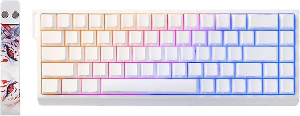 YUNZII MAD68 HE Clavier Mécanique Gaming, Clavier Filaire 60% avec Commutateurs Magnétiques à Effet Hall, Rapid Trigger 8000Hz, Hot Swap, RGB, Capuchons en PBT (White, Magnetic Switch)