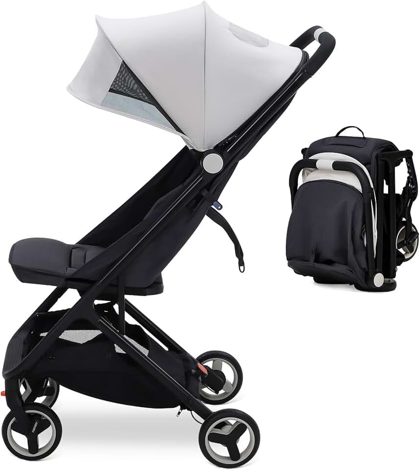 IDEALHOUSE Poussette ultra-compacte pour bébé – Légère et pliable à une main – Dossier inclinable 95-150°, harnais 5 points, roues durables – Utilisable dès la naissance jusqu’à 15kg – Homologuée
