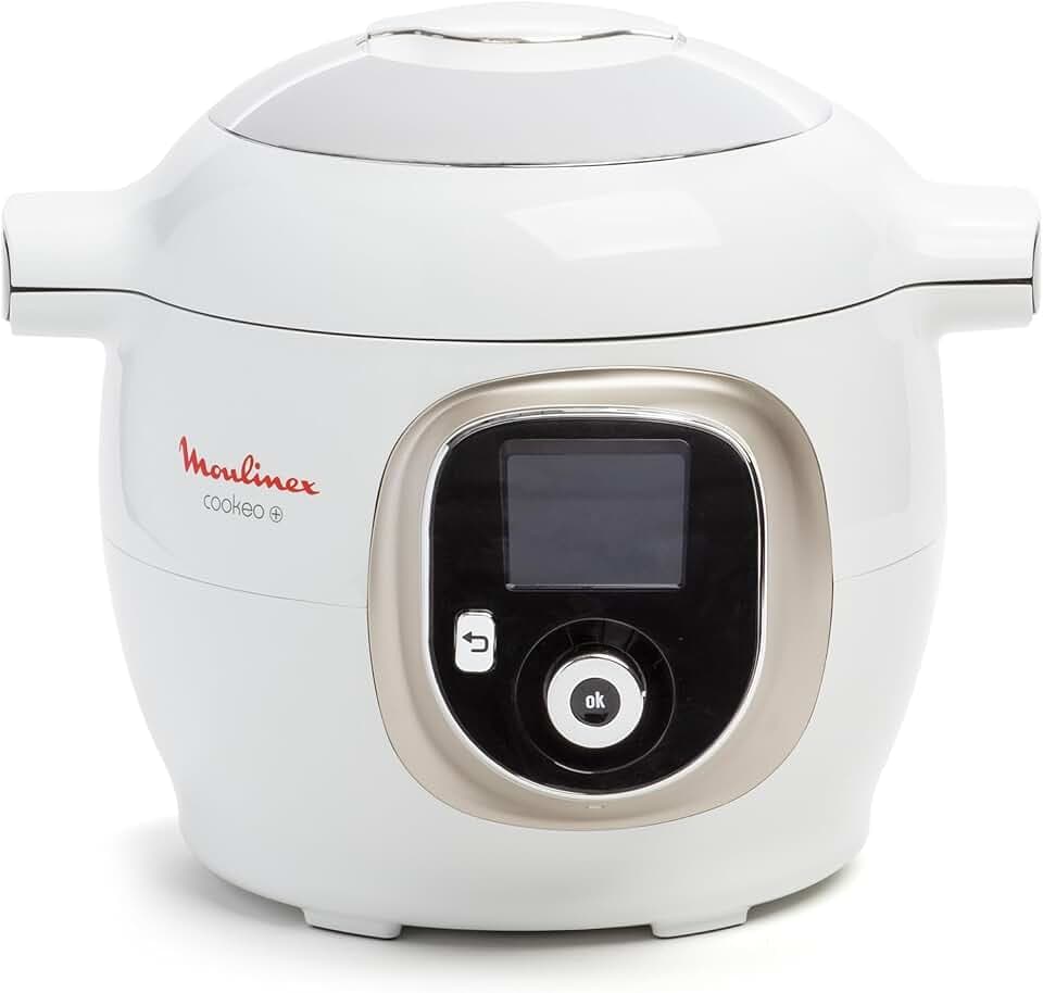 Moulinex, Cookeo Multicuiseur intelligent 6L, 150 recettes intégrées, Cuisson sans surveillance, Ecran intuitif, Guide de cuisson, Application MyMoulinex, 1600W, Blanc, 15 ans réparabilité, CE85CA10