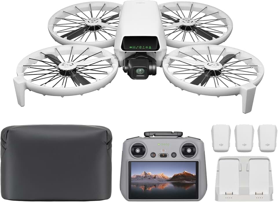Bundle Fly More DJI Flip (radiocommande RC 2 avec écran), < 249 g | Drone Caméra 4K UHD pour adultes, Décollage palmaire, Retour automatique, Vol intelligent, 3 batteries pour 93 min