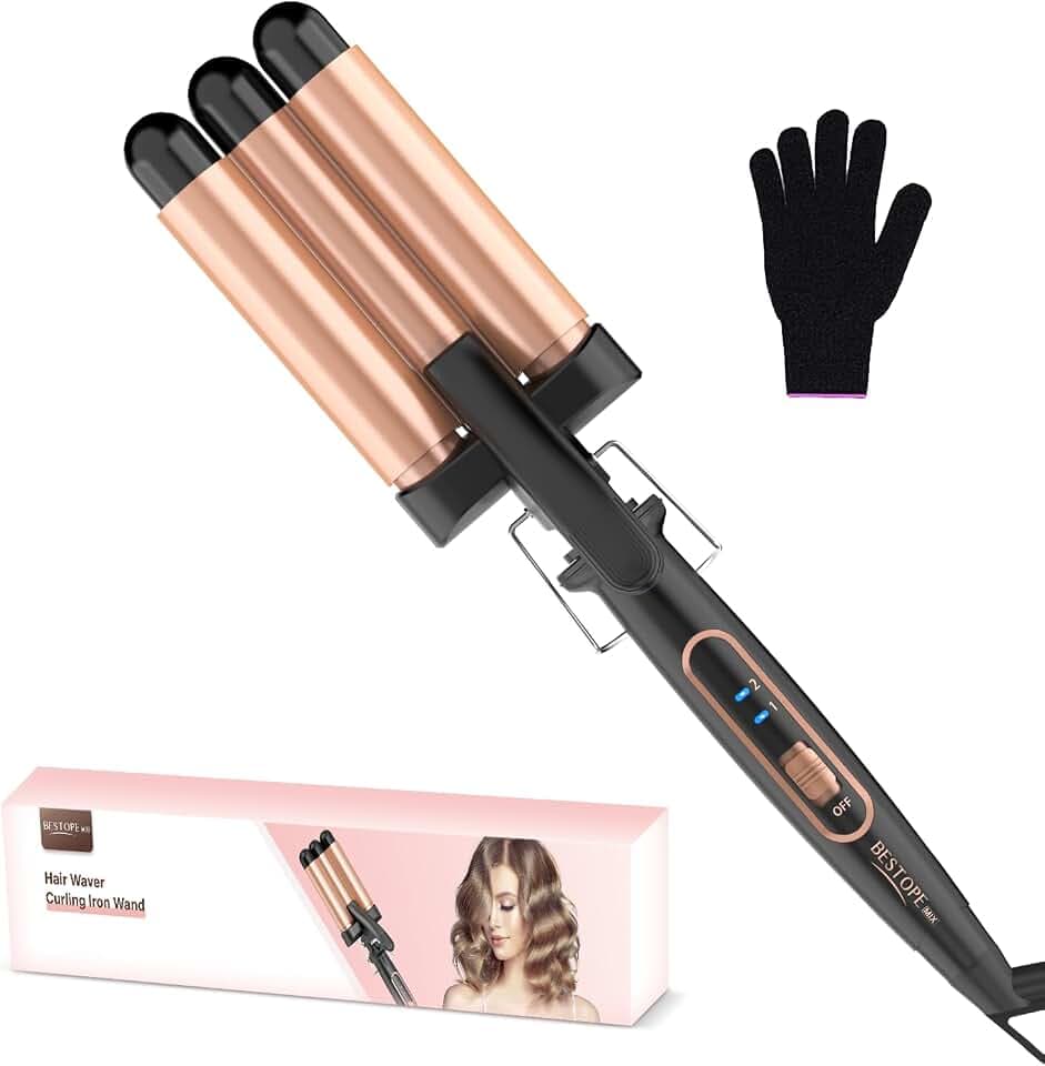 Boucleur 3 Tete Fer a Boucler- BESTOPE MIX 22mm Boucleur a Cheveux en Céramique Fer à Friser 2 Températures, Fer a Onduler Chauffage Rapide pour Cheveux Longs, Courts Global Recycled Standard