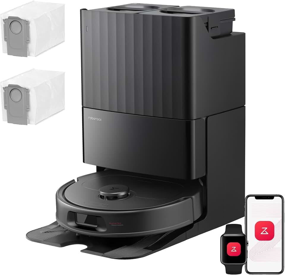 roborock Qrevo S Pro Set Robot Aspirateur Laveur, Anti-enchevêtrements | 18500Pa, 45°C Séchage à l'air Chaud, 75°C Autonettoyant à Haute Température, Évitement d'obstacles et Navigation Intelligente