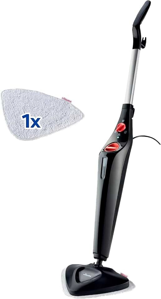 Vileda - Balai Vapeur - Nettoyage Hygiénique sans Produits Chimiques Agressifs - Élimine 99,9% des Bactéries et Virus - Nettoyeur Vapeur Puissant Prêt en 15 secondes - Laveur de Sol Steam Cleaner Plus