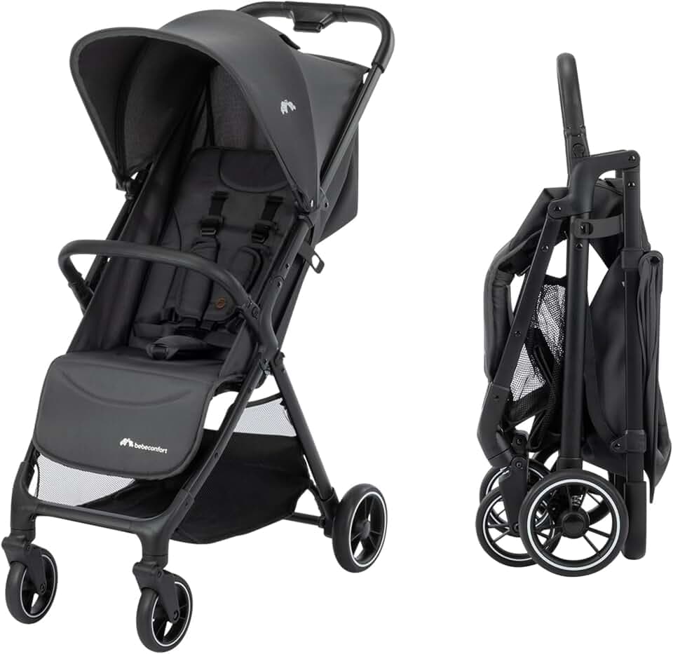 Bebeconfort Azur, Poussette Canne Compacte, 0-3 ans (15 kg), Poussette Bébé Légère, Pliage Automatique à Une Main, Inclinaison Jusqu'en Position Allongée, Panier Spacieux, Mineral Graphite