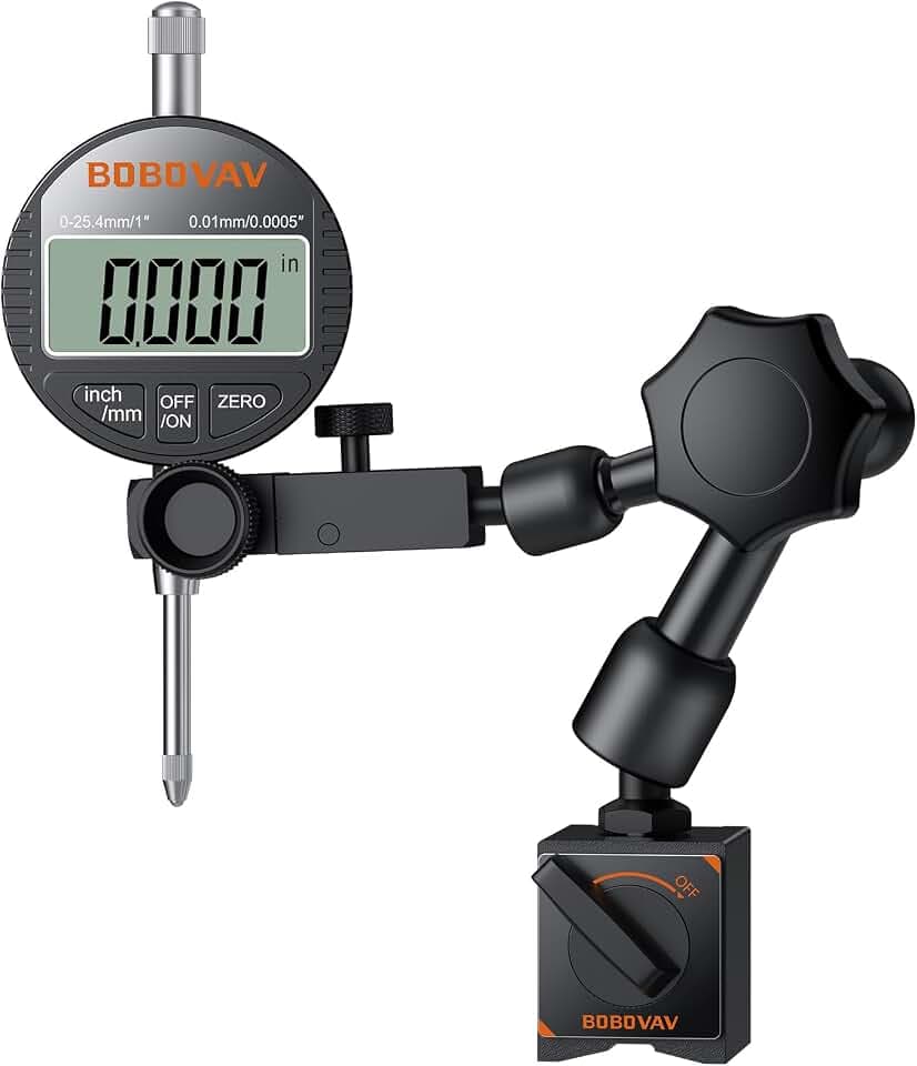 Comparateur de Précision 0-25.4mm/0.01mm avec Base Magnétique40kg | Comparateur Numérique avec Écran LCD,Comparateur Mecanique Mesure mm/pouce,Batterie,Boîtier de Rangement,Zéro Automatique