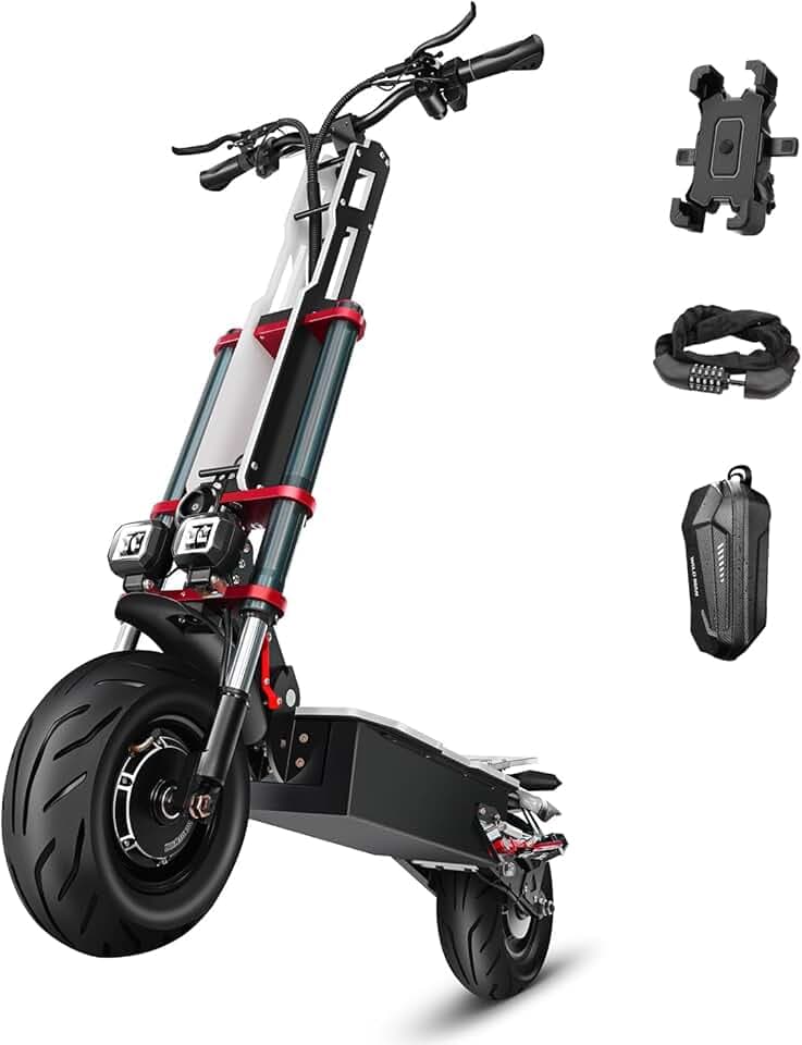 Scooter électrique Adulte Lohang, Double Moteurs, Batterie au Lithium 60V 38AH, autonomie de 100 km, pneus 12 Pouces, Suspension complète, Scooter électrique Rapide, Charge maximale 250 kg.