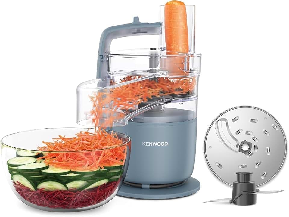 Kenwood MultiPro Go - Robot Multifonction Compact 650W Bol 1,3L Gris | Express Serve, Hacheur, Tranche, Râpe, Lame, Purée et Pétrissage, 1 Vitesse + Pulse, Accessoires Lave-vaisselle, FDP22.130GY