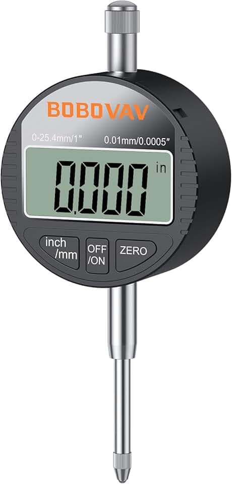 0-25.4mm Comparateur de Précision,Résolution 0.01/.0005'',Écran LCD | Comparateur Mecanique avec Commutateur mm/pouces,Indicateur Electronique avec Remise à Zéro,Indicateur de Palpeur Numérique