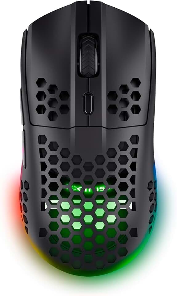 GXTrust Trust Gaming GXT 929 Helox Souris Gaming sans Fil Ultralégère 75g, 80h de Batterie, Récepteur Micro-USB 2,4 GHz, DPI Réglable 800-4800, Souris Gamer Rechargeable LED PC Ordinateur - Noir