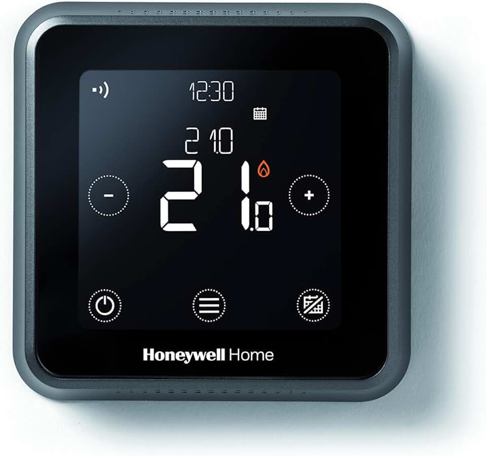 Honeywell Home T6 Thermostat intelligent WiFi, connecté à une application pour plus d'économies et d'efficacité. Compatible avec Apple HomeKit, Google Home, Amazon Alexa et IFTTT, noir (1 pièce)