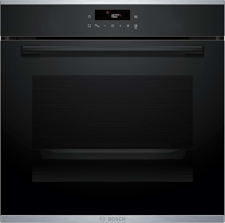 Bosch HBA272BB3 Série 4 Four encastrable 60 x 60 cm Pyrolyse auto-nettoyage LED Touch Control 3D Air chaud 10 programmes automatiques Aide au nettoyage hydrolytique Chauffage rapide Noir
