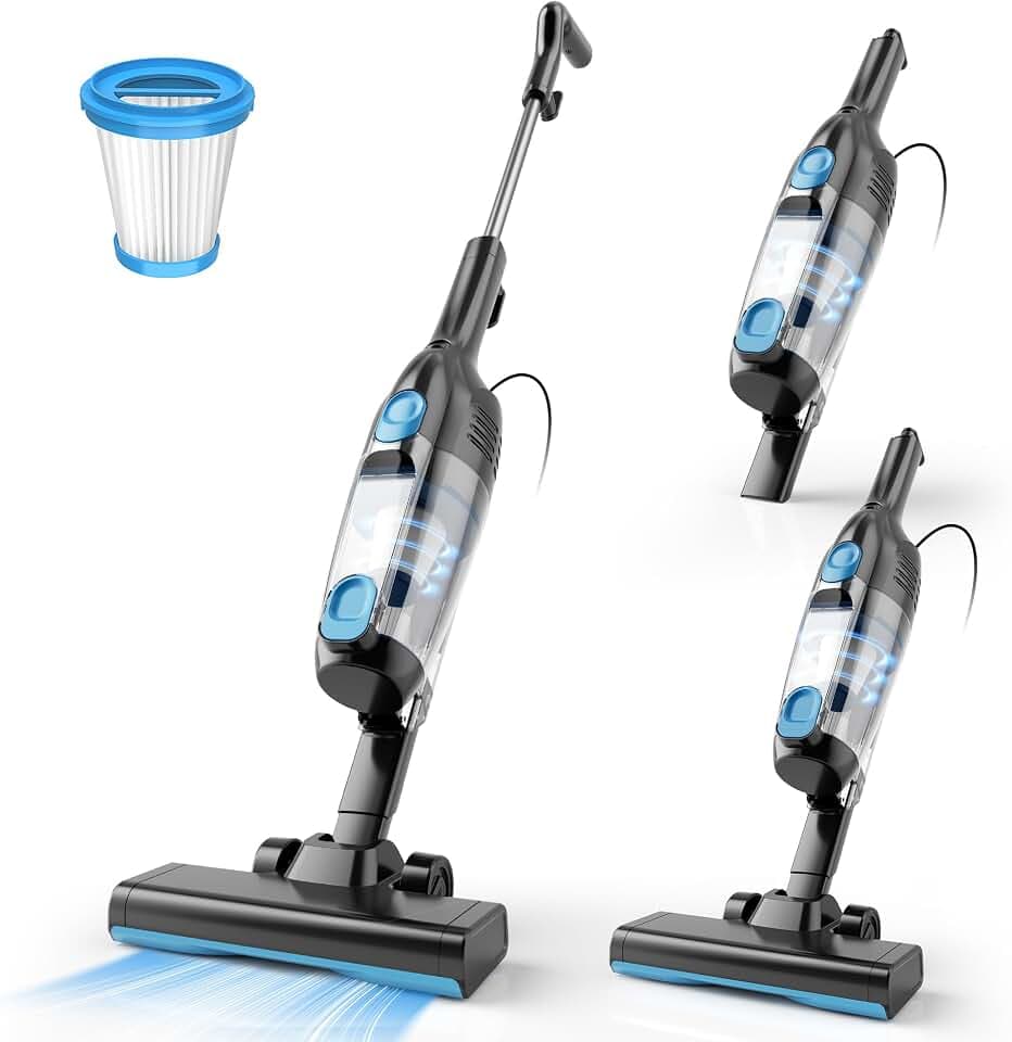 Aspirateur Balai avec Fil, Aspirateur Balai Filaire Puissant 20Kpa, Léger | 3 en 1 Aspirateur Vertical avec 5m Long Câble, Aspirateur sans Sac Portable pour Maison Tapis Sol Dur Poils d'animaux