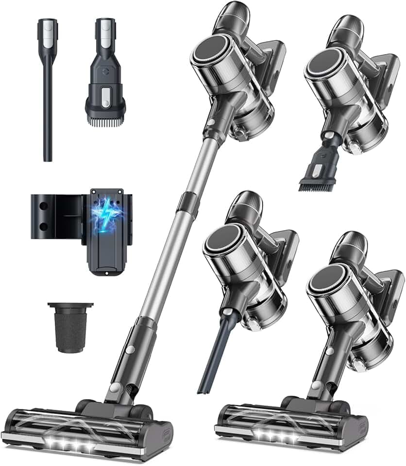Aspirateur sans Fil - Aspirateur sans Fil - Aspirateur à Tige électrique sans Fil - avec Station de Charge - pour Poils d'animaux, Tapis et sans Sac