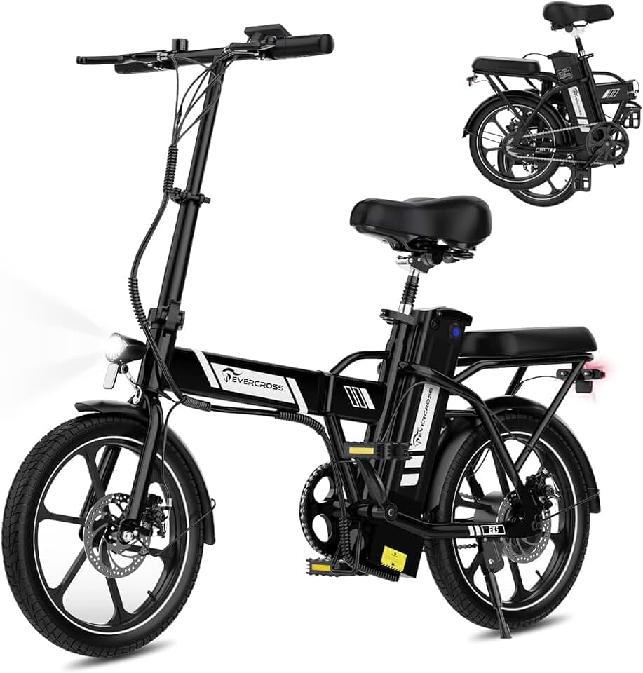 EVERCROSS Vélo Electrique pour Adultes, 16''/20" Vélo Electrique à Gros Pneus, 250W E Bike,Jusqu'à 25KM/H, 36V/48V Batterie Amovible, Vélo Tout-Terrain Electrique pour la Neige de Montagne