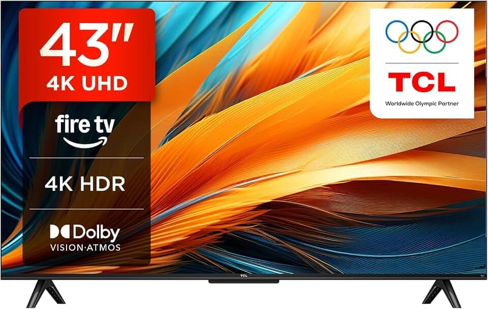 TCL 43PF650 43 Pouces 4K Ultra HD, HDR TV, Smart LED Fire TV (Dolby Vision, Dolby Atmos, DTS, HDR 10, Alexa intégré, Airplay2, Miracast)