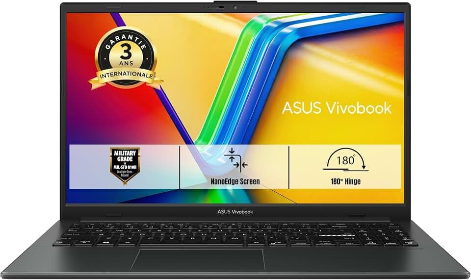 ASUS Vivobook Go 15 E1504TA-BQ200WS 15.6 Pouces FHD PC Portable (processeur Intel N100 3.4 GHz, 8Go DDR4, 128G UFS 2.1, Intel UHD Graphics, Windows 11 Home Mode S) – Clavier AZERTY Office 365 1 an
