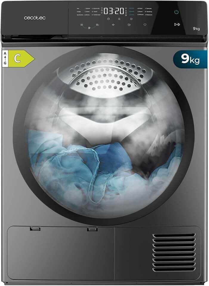 Cecotec Sèche-linge à Pompe à Chaleur 9 kg Bolero DressCode Dry 9400 Inverter Steel, Classe Équivalente A+++, 15 programmes, Séchage Automatique, Repassage Facile, Fonctions Stop&Go, Delay Start