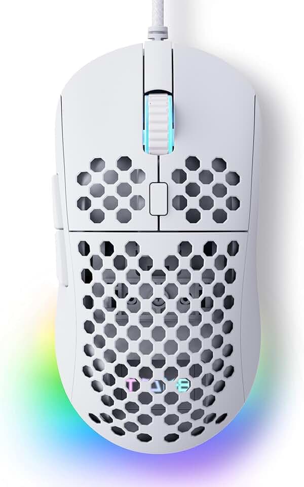Dierya × TMKB M1SE Souris Gamer pour PC, avec capteur Optique 12800 DPI Gaming Mouse, 6 Boutons programmables, RGB Personnalisable, Ergonomique Souris Filaire Ordinateur - Blanc